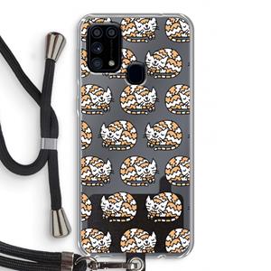 CaseCompany Slapende poes: Samsung Galaxy M31 Transparant Hoesje met koord
