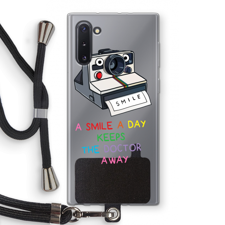 CaseCompany Smile: Samsung Galaxy Note 10 Transparant Hoesje met koord