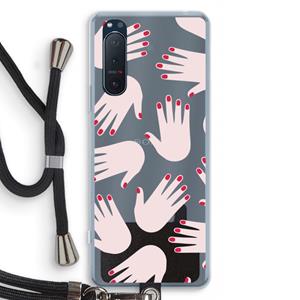 CaseCompany Hands pink: Sony Xperia 5 II Transparant Hoesje met koord