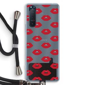 CaseCompany Lips: Sony Xperia 5 II Transparant Hoesje met koord