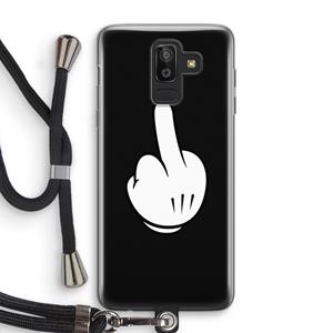 CaseCompany Middle finger black: Samsung Galaxy J8 (2018) Transparant Hoesje met koord