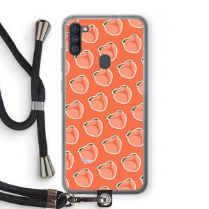 CaseCompany Just peachy: Samsung Galaxy A11 Transparant Hoesje met koord