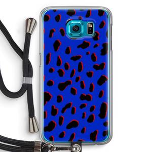 CaseCompany Blue Leopard: Samsung Galaxy S6 Transparant Hoesje met koord
