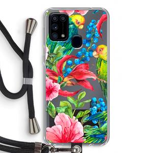 CaseCompany Papegaaien: Samsung Galaxy M31 Transparant Hoesje met koord