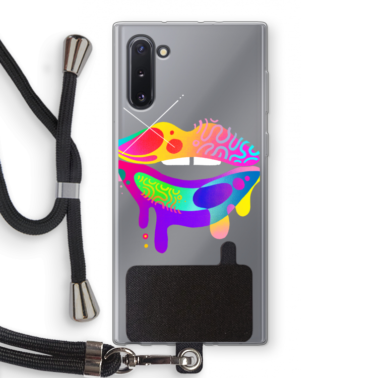 CaseCompany Lip Palette: Samsung Galaxy Note 10 Transparant Hoesje met koord