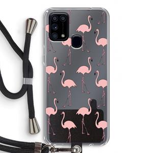 CaseCompany Anything Flamingoes: Samsung Galaxy M31 Transparant Hoesje met koord
