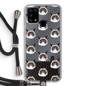 CaseCompany It's a Purrr Case: Samsung Galaxy M31 Transparant Hoesje met koord
