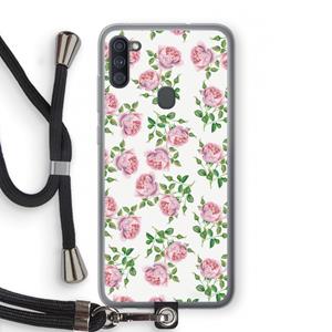 CaseCompany Kleine roosjes: Samsung Galaxy A11 Transparant Hoesje met koord