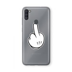 CaseCompany Middle finger black: Samsung Galaxy A11 Transparant Hoesje