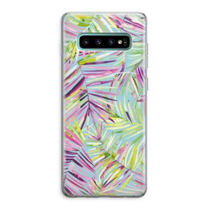 CaseCompany Tropical Palms Blue: Samsung Galaxy S10 Plus Transparant Hoesje
