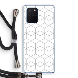 CaseCompany Zwart-witte kubussen: Samsung Galaxy Note 10 Lite Transparant Hoesje met koord