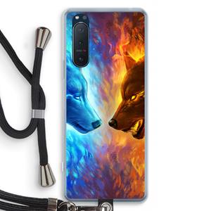 CaseCompany Fire & Ice: Sony Xperia 5 II Transparant Hoesje met koord