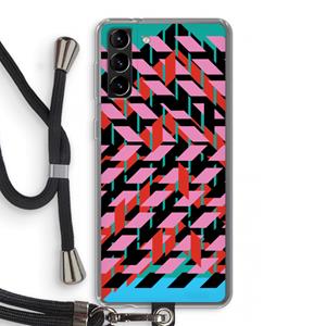 CaseCompany Skew Blush 2: Samsung Galaxy S21 Plus Transparant Hoesje met koord