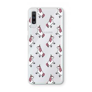 CaseCompany Eenhoorns overal: Samsung Galaxy A70 Transparant Hoesje
