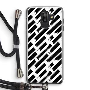 CaseCompany Zwarte vegen: Samsung Galaxy J8 (2018) Transparant Hoesje met koord