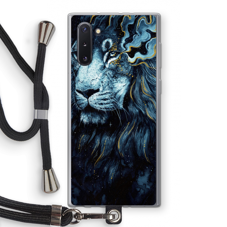 CaseCompany Darkness Lion: Samsung Galaxy Note 10 Transparant Hoesje met koord