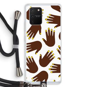 CaseCompany Hands dark: Samsung Galaxy S10 Lite Transparant Hoesje met koord