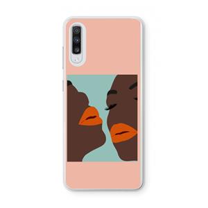 CaseCompany Orange lips: Samsung Galaxy A70 Transparant Hoesje