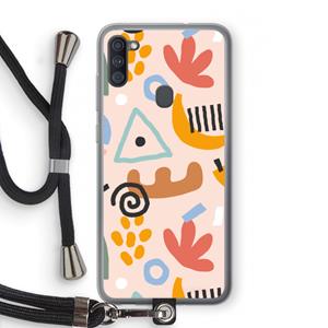 CaseCompany Abstract: Samsung Galaxy A11 Transparant Hoesje met koord