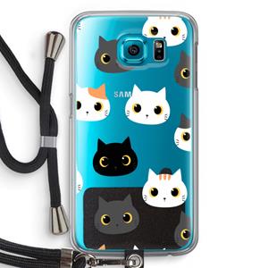 CaseCompany Katten: Samsung Galaxy S6 Transparant Hoesje met koord