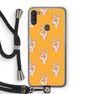 CaseCompany Rock: Samsung Galaxy A11 Transparant Hoesje met koord