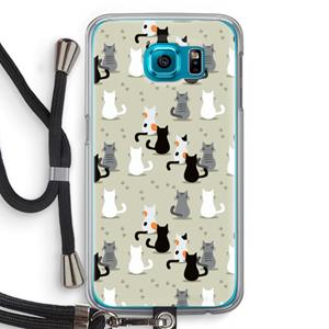 CaseCompany Katten: Samsung Galaxy S6 Transparant Hoesje met koord