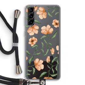 CaseCompany Peachy flowers: Samsung Galaxy S21 Plus Transparant Hoesje met koord