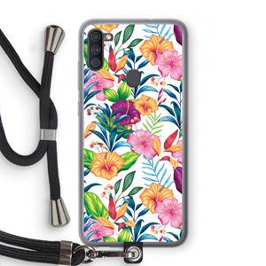 CaseCompany Tropisch 2: Samsung Galaxy A11 Transparant Hoesje met koord