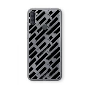 CaseCompany Zwarte vegen: Samsung Galaxy A11 Transparant Hoesje