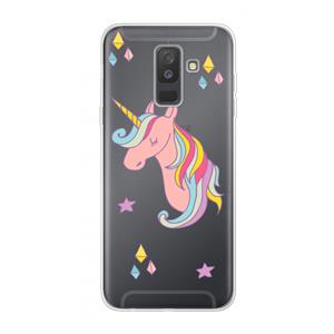 CaseCompany Roze eenhoorn: Samsung Galaxy A6 Plus (2018) Transparant Hoesje