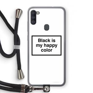 CaseCompany Black is my happy color: Samsung Galaxy A11 Transparant Hoesje met koord