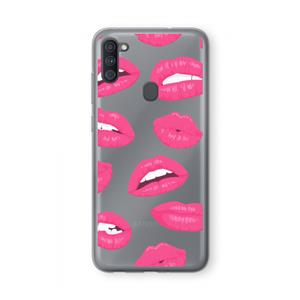 CaseCompany Bite my lip: Samsung Galaxy A11 Transparant Hoesje