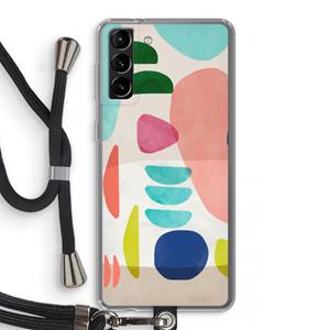 CaseCompany Bold Rounded Shapes: Samsung Galaxy S21 Plus Transparant Hoesje met koord