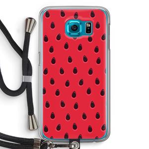 CaseCompany Watermelon: Samsung Galaxy S6 Transparant Hoesje met koord