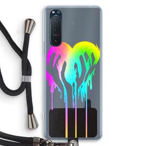 CaseCompany Hold My Heart: Sony Xperia 5 II Transparant Hoesje met koord