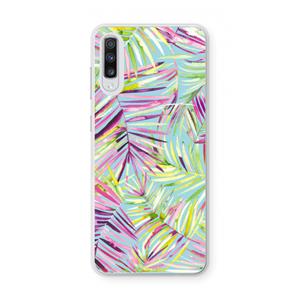 CaseCompany Tropical Palms Blue: Samsung Galaxy A70 Transparant Hoesje