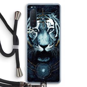 CaseCompany Darkness Tiger: Sony Xperia 5 II Transparant Hoesje met koord