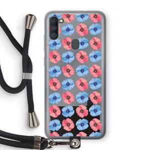 CaseCompany Klaproosjes: Samsung Galaxy A11 Transparant Hoesje met koord