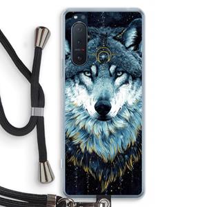 CaseCompany Darkness Wolf: Sony Xperia 5 II Transparant Hoesje met koord