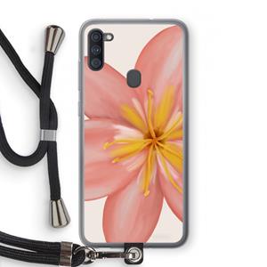 CaseCompany Pink Ellila Flower: Samsung Galaxy A11 Transparant Hoesje met koord