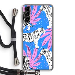 CaseCompany Tijger: Samsung Galaxy S21 Plus Transparant Hoesje met koord