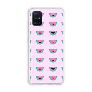 CaseCompany Smiley watermeloenprint: Galaxy A51 4G Transparant Hoesje