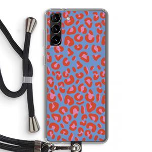 CaseCompany Leopard blue: Samsung Galaxy S21 Plus Transparant Hoesje met koord