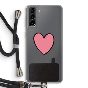 CaseCompany Hartje: Samsung Galaxy S21 Plus Transparant Hoesje met koord