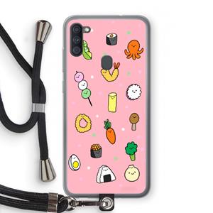 CaseCompany Happy bento friends: Samsung Galaxy A11 Transparant Hoesje met koord