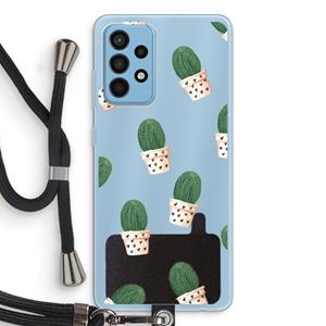 CaseCompany Cactusprint roze: Samsung Galaxy A52 Transparant Hoesje met koord