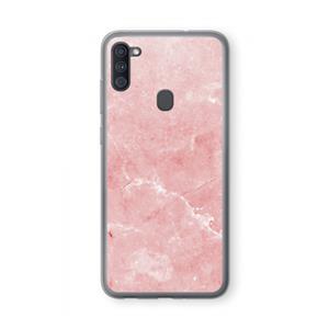 CaseCompany Roze marmer: Samsung Galaxy A11 Transparant Hoesje