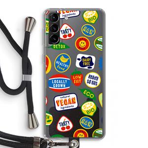 CaseCompany Fruitsticker: Samsung Galaxy S21 Plus Transparant Hoesje met koord