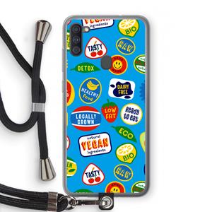 CaseCompany Fruitsticker: Samsung Galaxy A11 Transparant Hoesje met koord