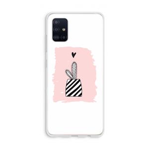 CaseCompany Zwart-wit cactus: Galaxy A51 4G Transparant Hoesje